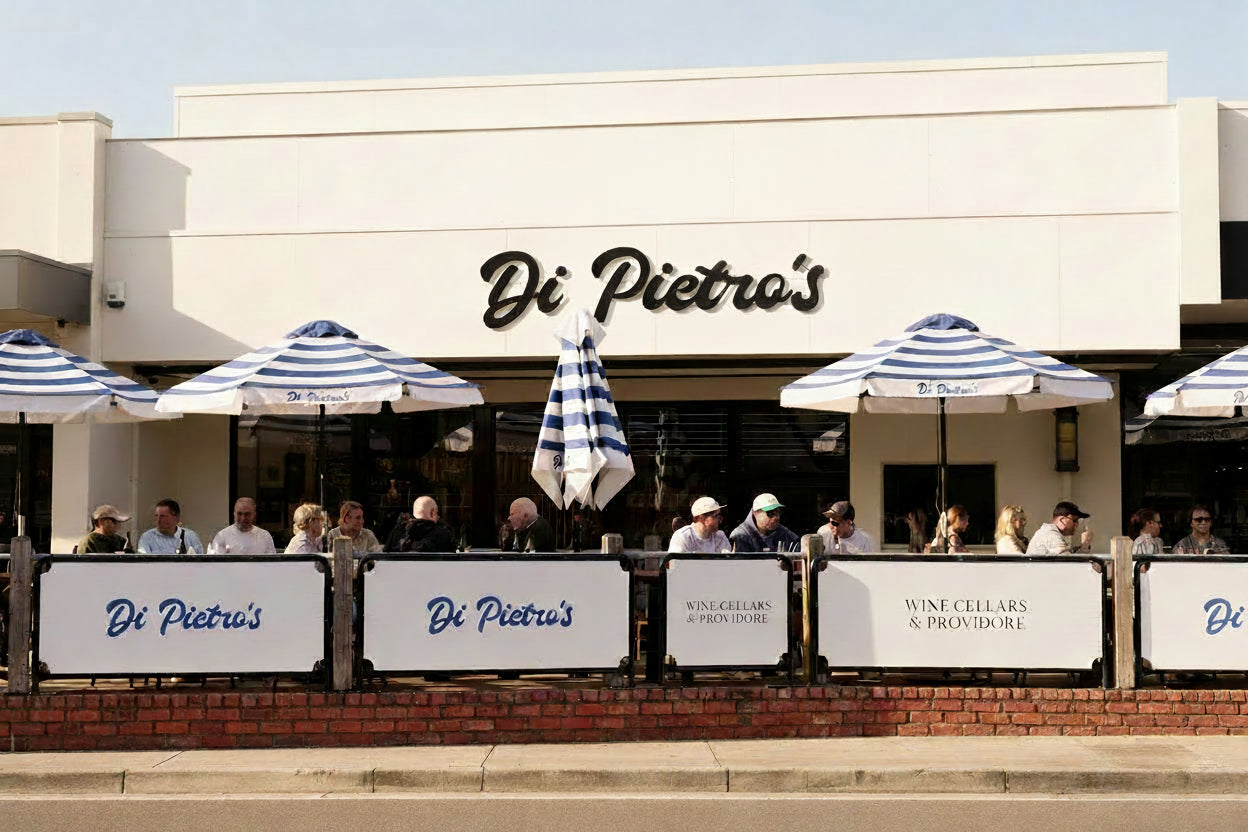 Di Pietro's Wine Cellars & Providore alfresco area at 11 Chute St Diamond Creek VIC.